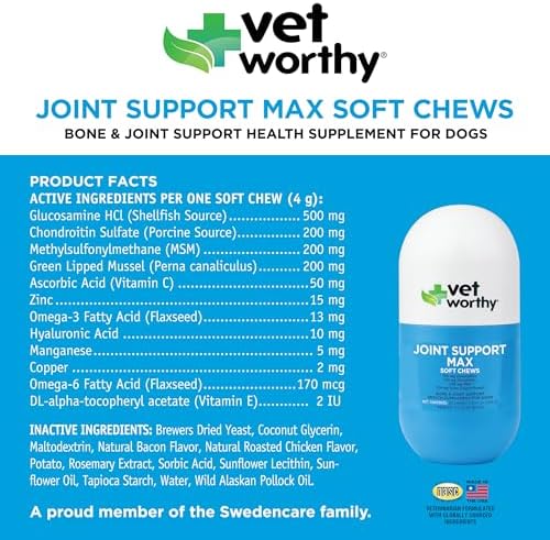 Vet Worthy Joint Support Max Soft Chews - Bone & Joint Supplement - 60ct