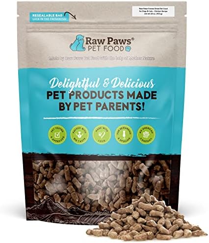 Raw Paws Freeze Dried Dog Food & Cat Food - Chicken Recipe, 16-oz, USA Made