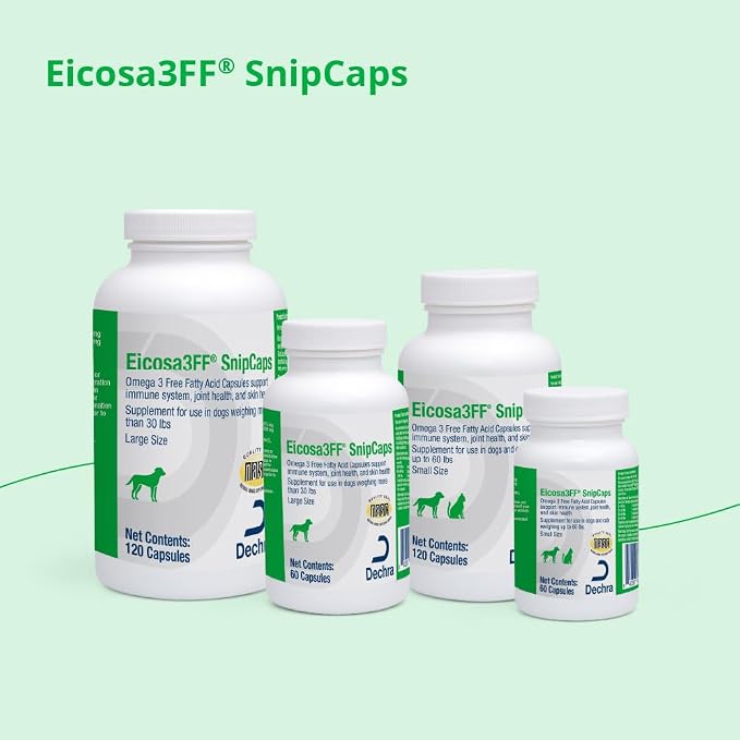 Eicosa3FF SnipCaps Omega 3 Free Fatty Acid Capsules for Dogs - Large, 60 ct