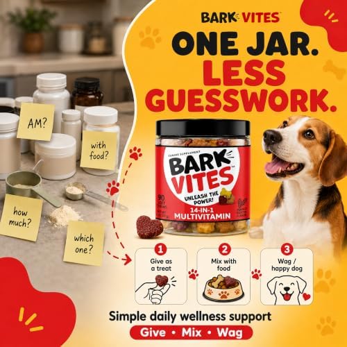14-in-1 Dog Multivitamin Soft Chews, Peanut Butter, 90 Count | Turmeric, Quercetin, Omegas & Minerals, Supports Immunity, Skin & Coat, Gut Health & Energy, NASC Member