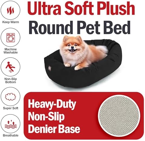 Majestic Pet Suede Calming Dog Bed, 24 Inch Small, Washable, Black
