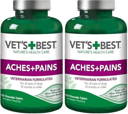 Vet’s Best Dog Pain Relief Supplement,Natural Aspirin Alternative for Hip & Joint Support,Arthritis & Aches Relief Tablets for Dogs,150 Count (Pack of 2)