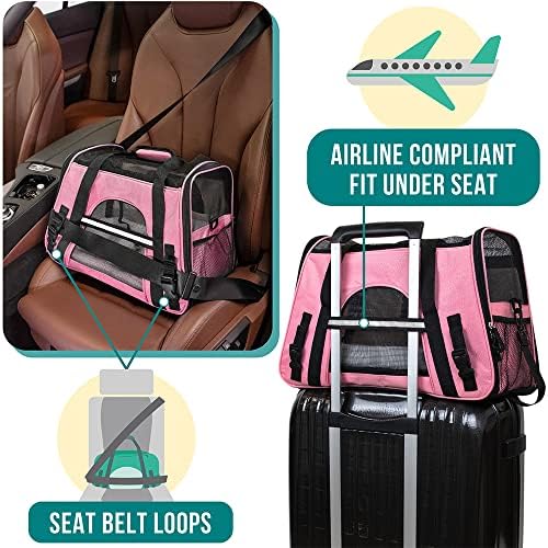 PetAmi Airline Approved Pet Carrier, Cats & Small Dogs, Large, Pink