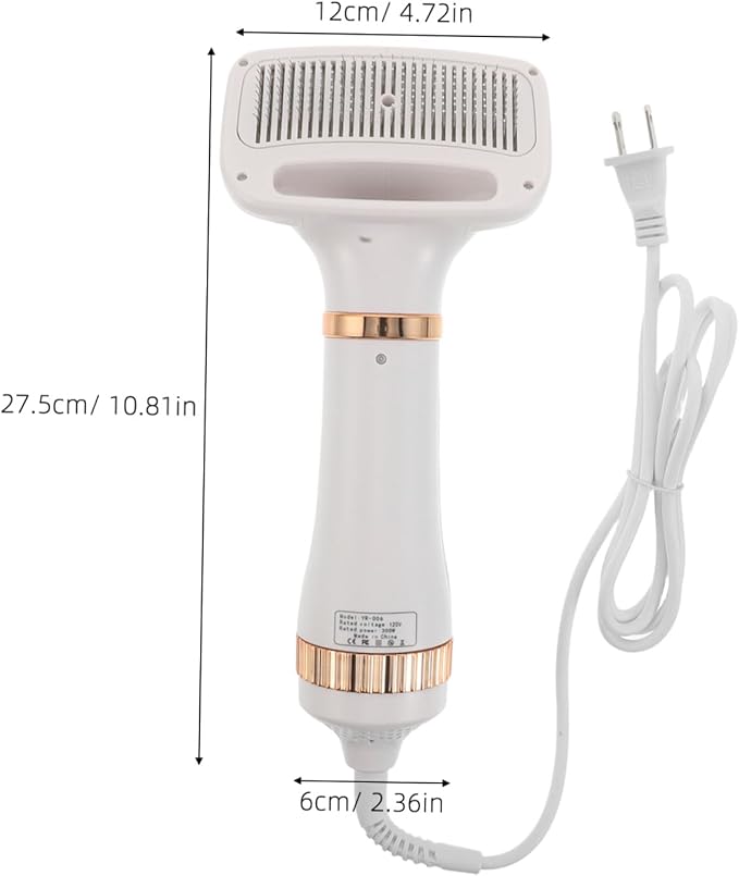 Toddmomy Pet Grooming Blow Dryer 2-in-1 Adjustable Heat US Plug 300w | Abs Build, 50-60hz Rated Frequency, Portable Design, Quiet Airflow for Home or Salon Use