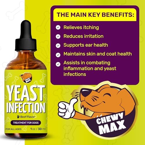 Yeast Infection Treatment for Dogs Helps with Allergies & Itching, and Ear Irritation | Dog Yeast Infection Treatment with Pau D'Arco, Dandelion, Ginger | For Puppies & Adult Ones | Beef Flavor | 1 oz
