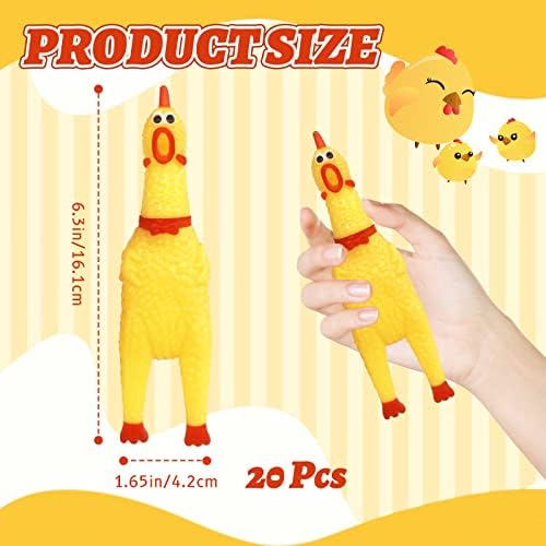Zddaoole 20 Pcs Squeaky Rubber Chicken,Practical Jokes Screaming Chicken,Prank Novelty Toys for Dog Games Noise Maker Party Favors