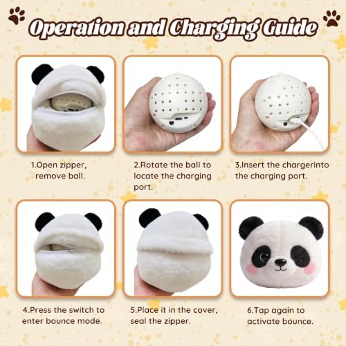 Interactive Dog Toy, 3 Modes Bouncing Talking Squeaky Dog Toy(Panda) | Cozisvoker Electric moving dog toy with Automatic Bouncing, Singing and Recording Functions for Small Medium Large Dogs