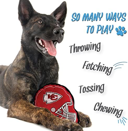 The 1st Ever Tough but Smooth Dog Toy NFL Kansas City Chiefs Football Helmet Tough Pet Toy. A Premium Quality Doggie Toy with Built-in Squeaker. Sports Fans Favorite Chew Toy