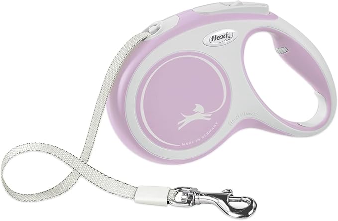FLEXI® Comfort Tape Retractable Dog Leash, Small, 10 ft - Pink/Rose | German engineered, original flexi leash, durable quality for dogs up to 26 lbs, tangle-free, walking, reliable brake system