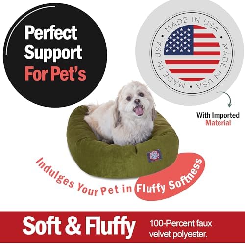 Majestic Pet Villa 24 Inch Shredded Memory Foam Dog Bed for Small Sized Dog 24x19x7 Inch–Orthopedic Pet Bed - Washable Small Puppy Mat with Head Support-Fern