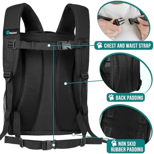 PetAmi Dog Backpack Carrier, Airline Approved, Black