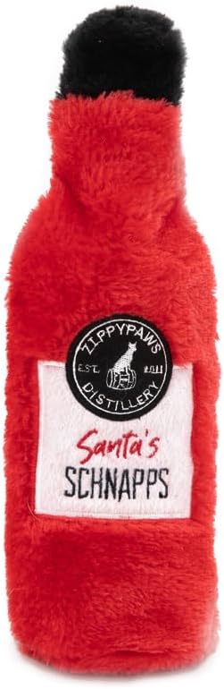 ZippyPaws Happy Hour Crusherz - Santa's Schnapps | Interactive Dog Toys to Keep Them Busy, Squeaky Plush Pet Toy for All Breeds, For Small, Medium & Large Dogs