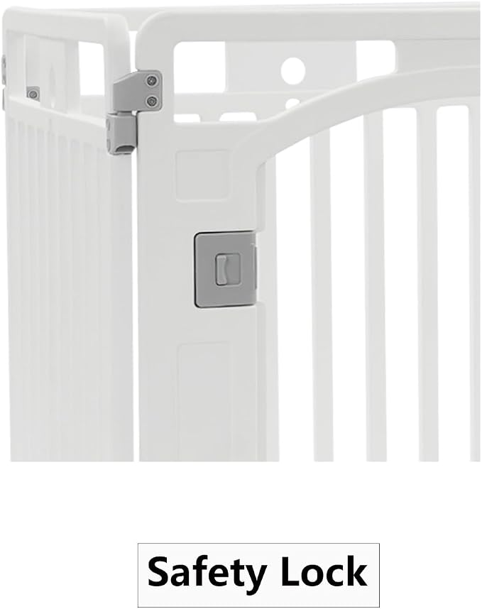 Dog Playpen with Door, 32 Inch Tall Dog Playpen, 6 Panels White Plastic Pet Safety Fence, Puppy Playpen Dog Pen with Suction Cup, Indoor Pet Exercise Pen, Small Medium Dog Fence, 51.2x25.6x31.5in