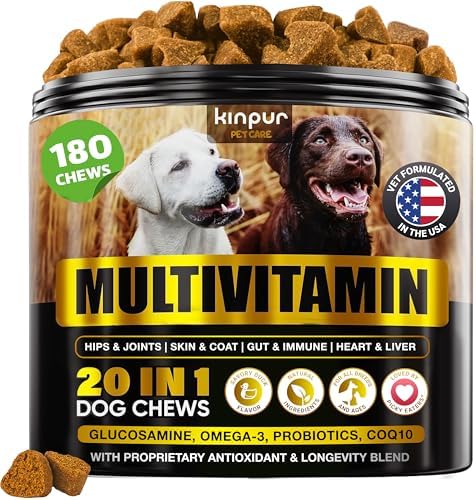 20 in 1 Multivitamin for Dogs - Immune Dog Supplements, 180 Soft Duck Chews | Vitamins for dogs with Glucosamine - Digestive, Skin & Coat Support, Probiotics, Joint Health - Puppy to Senior, All Breeds