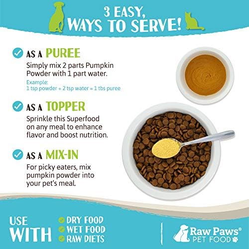 Raw Paws Organic Pumpkin Powder for Dogs & Cats 4-Ounce - Fiber Digestion