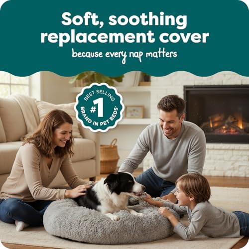 FurHaven Replacement Calming Donut Bed Cover, Misty Gray, Large