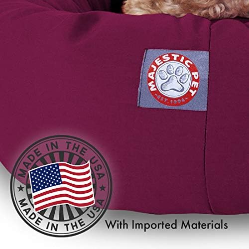 Majestic Pet Sherpa Bagel Dog Bed, 40 Inch Large, Round, Washable, Burgundy