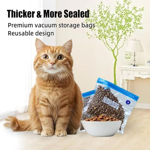 MANON ROSA Airtight Pet Food Storage Containers for Dogs & Cats – Vacuum Seal with Air Pump, 10-Piece Reusable Kibble Sealer Bags – Keep Dry Food Fresh (S)