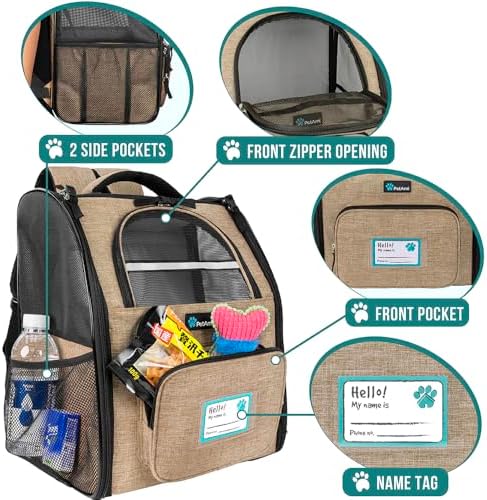 PetAmi Dog Backpack Carrier, Airline Approved, Taupe