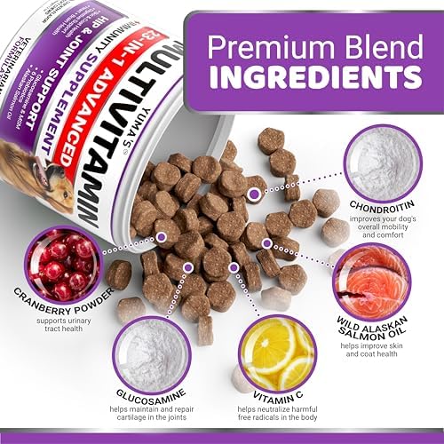 Dog Vitamins and Supplements - 170 Chews - Dog Multivitamin Chewable | Senior & Puppy Multivitamin for Dogs, Hip & Joint Support with Glucosamine, Immune Health, Skin, Heart, Digestion, Probiotics