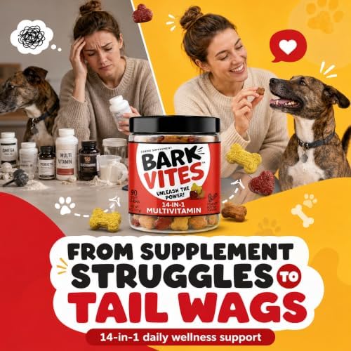 14-in-1 Dog Multivitamin Soft Chews, Peanut Butter, 270 Count | Turmeric, Quercetin, Omegas & Minerals, Supports Immunity, Skin & Coat, Gut Health & Energy, NASC Member