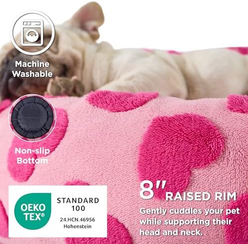 LE SURE Shown on TV Jacquard Donut Dog Beds Medium,Lover Hearts 30x30x8in