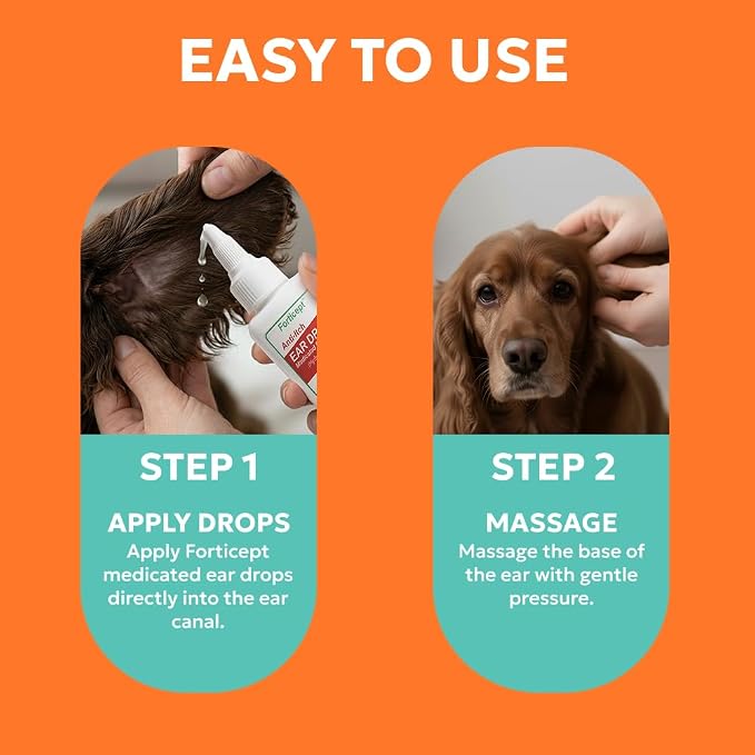 Forticept Dog and Cat Ear Infection Treatment with 1% Hydrocortisone, 2 oz