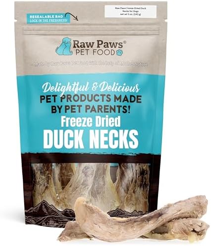 Raw Paws Freeze Dried Duck Necks for Dogs, 5-oz - Single Ingredient