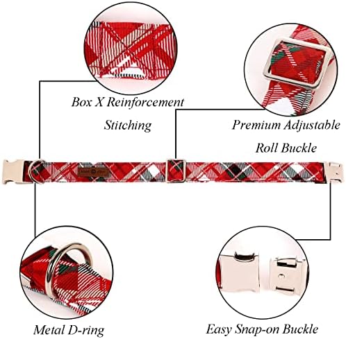 Lionet Paws Christmas Dog Collar with Bowtie, Dog Bowtie Collar with Metal Buckle for Dogs, Adjustable Comfortable Dog Collar Girl Boy Gift, XL, Neck 16-26 in