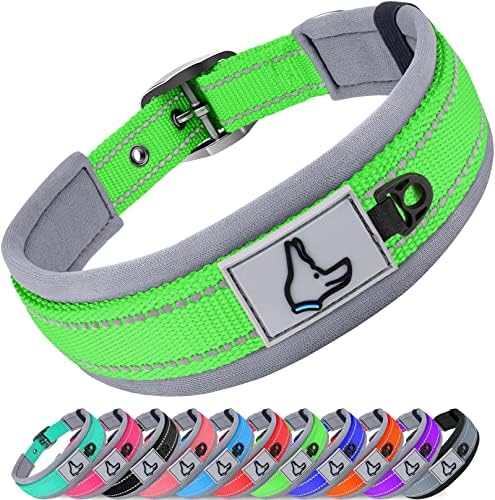 Joytale Reflective Dog Collar for Small Dogs with Wide Padding, Green