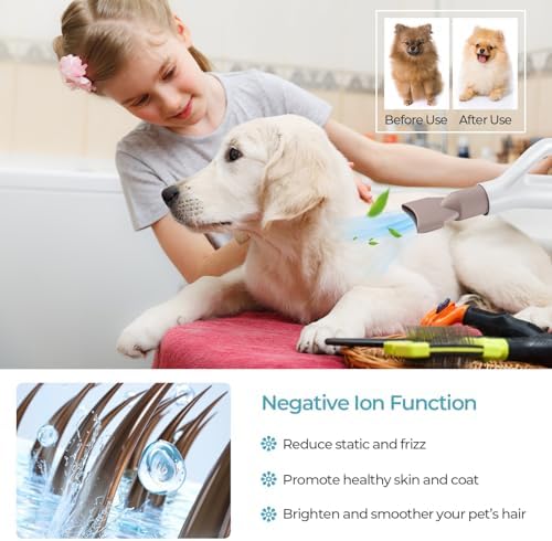 Tangkula Dog Dryer, Pet Blow Dryer with Smart LED Touch Screen, 4 Nozzles, Adjustable Temperature & Airflow, Negative Ion Function, High Velocity & Low-Noise Dog Hair Dryer for Pet Grooming