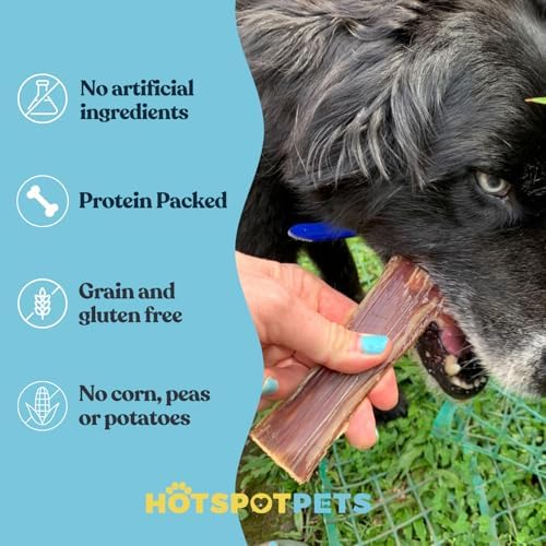 hotspot pets Beef Esophagus Dog Treats (6 INCHES - 25 Count) Grass Fed with No Added Hormone, All Natural Jerky Dog Treats - Dog Chews Rich in Glucosamine & Chondroitin for Joint Health