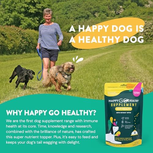 Dog Gut Health Probiotics Supplement | Improves Digestive Health and Immune System Support for Dogs and Puppies | All Natural Ingredients Tasty Kibble Dog Food Topper | 60 Count Pack
