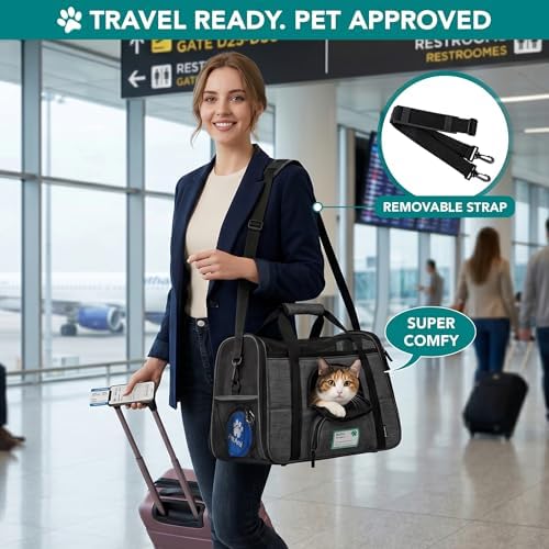 PetAmi Airline Approved Pet Carrier, Cats & Small Dogs, Large, Heather Charcoal