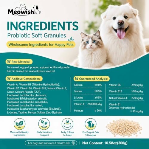 Meowish Probiotic Soft Granules for Dogs & Cats, Postbiotic Gut Support