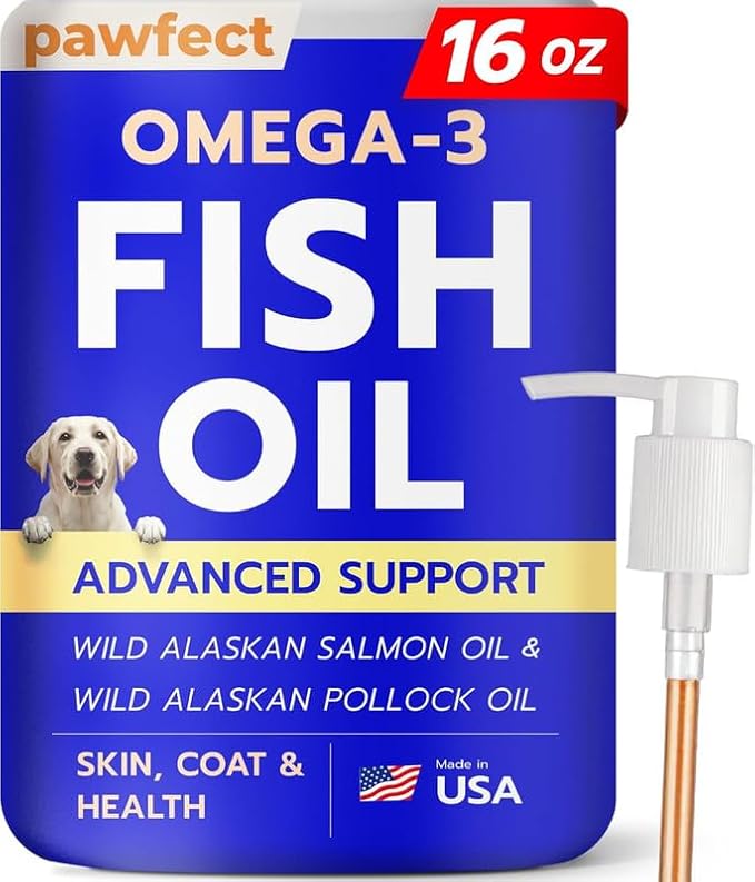 Fish Oil for Dogs - Natural Omega-3, EPA+DHA Fatty Acids, Skin&Coat Support