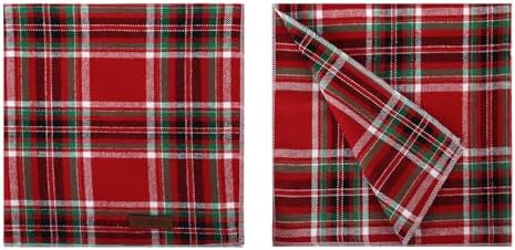 Lionet Paws Christmas Dog Bandana Washable Cotton Handkerchief Scarf Triangle Red Plaid Dog Bandanas, Large (Pack of 1), Medium, Red