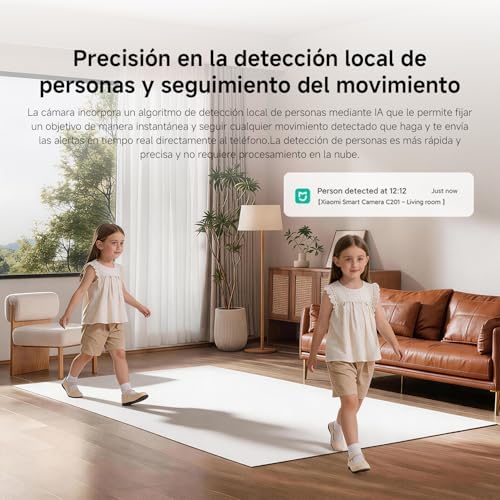 XIAOMI Smart Camera C201, 1080p Indoor Security Camera with Physical Lens Shielding, 360° Panoramic View, AI Human & Pet Detection, Full-Color Night Vision, Wi-Fi 6, Works with Google Assistant, 1pack