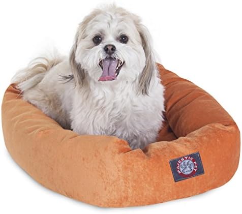 Majestic Pet Villa 24 Inch Shredded Memory Foam Dog Bed for Small Sized Dog 24x19x7 Inch–Orthopedic Pet Bed - Washable Small Puppy Mat with Head Support-Orange