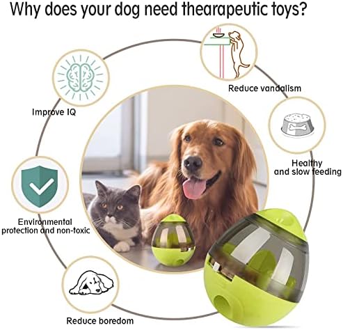 Tumbler Pet Toy, Automatic Pet Slow Feeder Treat Ball, Cat Dog Toy for Pet Increases IQ Interactive, Adjustable Treat Dog Ball Dispensing Dog Toys(Green)