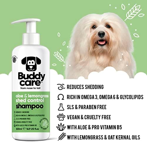 Buddycare Shed Control Dog Shampoo Aloe & Lemongrass Scented | with Aloe Vera and Pro Vitamin B5 (50.72oz)
