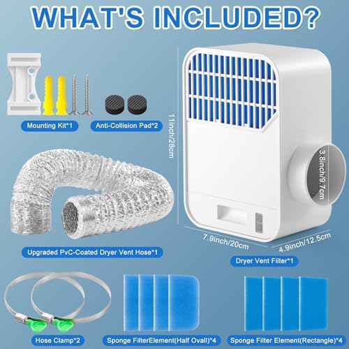 Indoor Dryer Vent Kit for Electric Dryer, 3-in-1 Dryer Vent Box