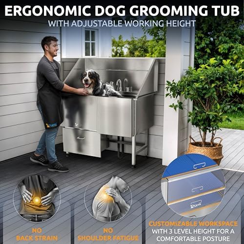 KANIS Professional Dog Washing Station 304 Stainless Steel Pet Wash Sink