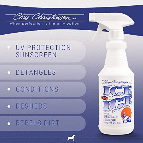 Chris Christensen Detangle and Finishing Bundle: Ice on Ice Detangler - Adds Elasticity & Strength, Mark III Slicker Brush with Stainless Steel Pins