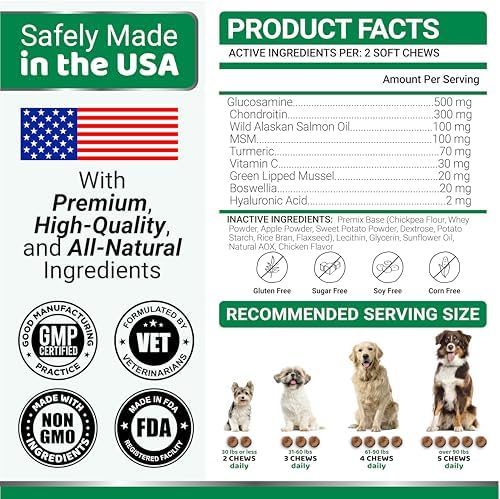 (2 Pack) Glucosamine for Dogs - 340 Ct - Hip and Joint Supplement for Dogs