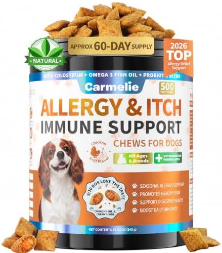 Carmelie Dog Allergy Chews 500, dogitch is Human Grade Itch Immune Support