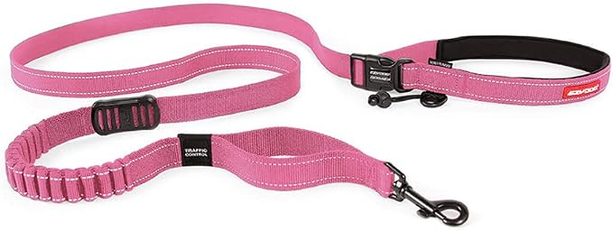 EzyDog Road Running Hands Free Dog Leash, Zero Shock Bungee - Pink | For Dogs over 26 lbs, Hands Free Running or Walking, Adjustable, Padded Handle, 1" Wide, Reflective Stitching, Accessory Loop