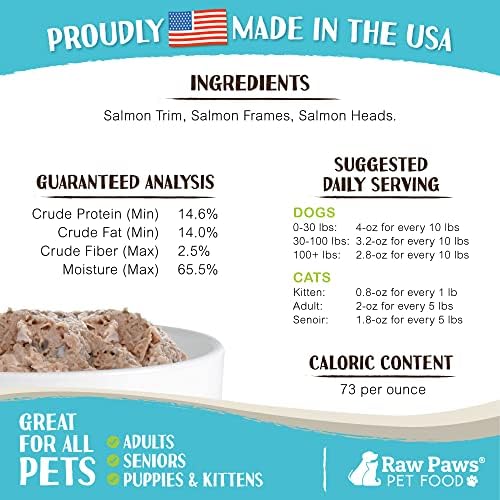 Raw Paws Frozen Raw Wild Salmon Recipe Dog & Cat Food, 1-lb Rolls (20 Pack)