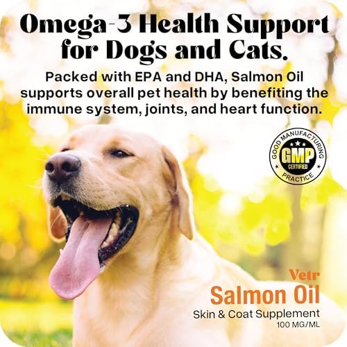Vetr Norwegian Salmon Oil for Dogs & Cats, 16.9 oz Squeeze Bottle - Pure Wild-Caught Omega-3 Fish Oil Liquid Supplement - Supports Healthy Skin & Shiny Coat