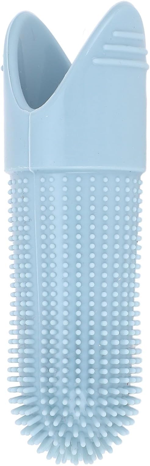 TOPINCN Silicone Dog Finger Toothbrush 360 Degree Food Grade for Dogs Cats Care with Flexible Design for Oral Clean (Blue)